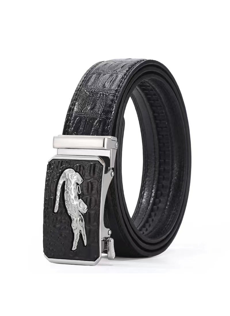 Automatic Elegant Universal Belt for Men Silver crocodile melon seed pattern