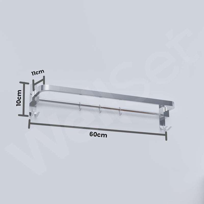 Well Set حامل مناشف قابل للطي من الفولاذ المقاوم للصدأ بطول 24 بوصة للحمام - متين، أنيق، موفر للمساحة - مجموعة ملحقات الحمام المثالية للمنزل (24 بوصة، كروم، قابل للطي) - Image 5
