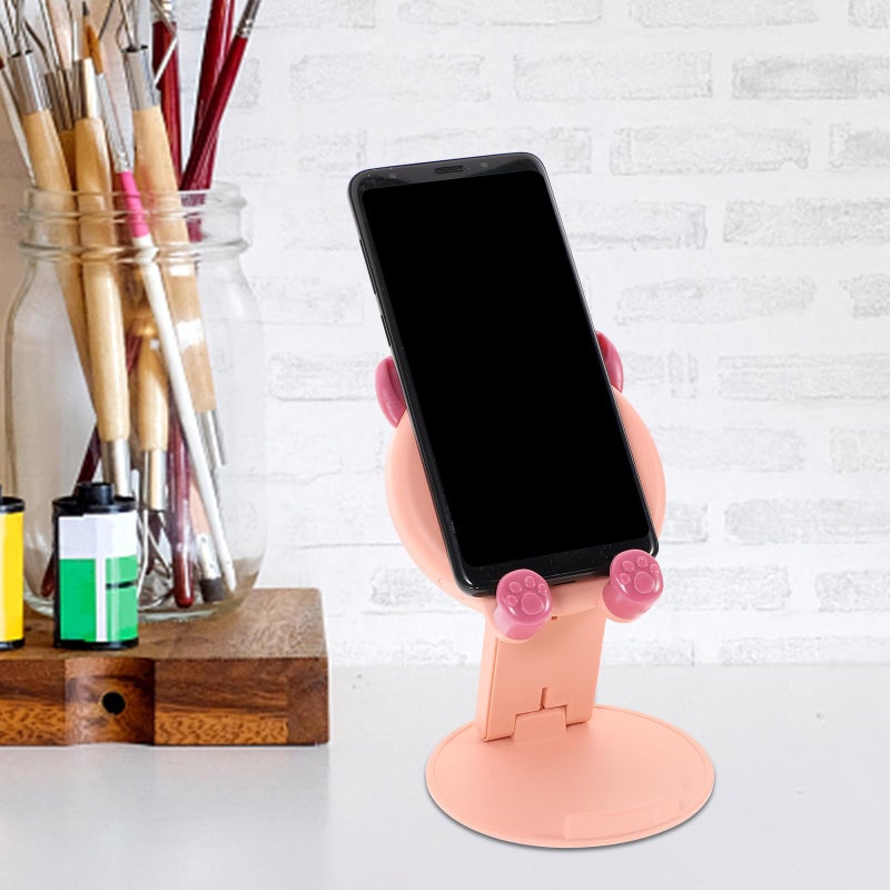 Adjustable Pink Folding Phone Stand Cartoon Design Desktop Holder For Hands Free Use - Image 4