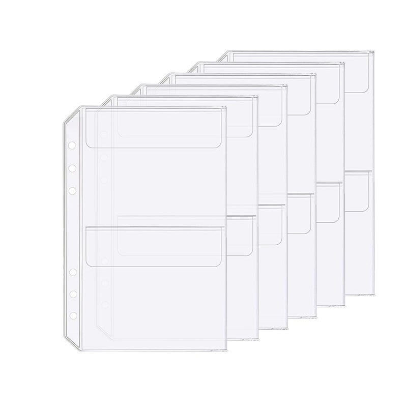 Zelten 6 Pack A5 6 Holes Binder 2 Pockets Plastic Binder Folders Waterproof 6 Holes Holder for Receipt Ticket (2 Pocket, A5) - Image 1