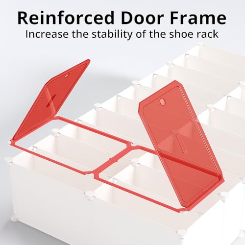 EXVITO Portable Shoe Rack for Home Plastic Shelves Household - 8 Door DIY Multipurpose Shoe Rack Organizer, Shoe Storage-Shelf with Dustproof Door Entryway - MSD White - Image 5