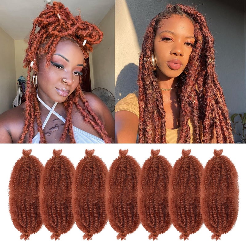 Marley Hair 14 Inch 7 Packs Ginger Marley Twist Braiding Hair Pre Separated Springy Afro Twist Hair Pre Fluffed Spring Twist Hair Natural Synthetic Cuban Twist Hair Extensions 14350