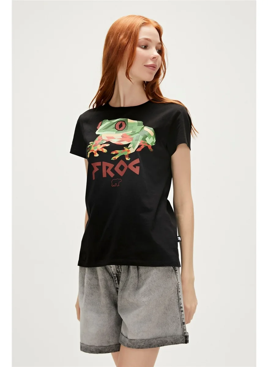 Bad Bear Frog T-Shirt Black Printed Women's T-Shirt10