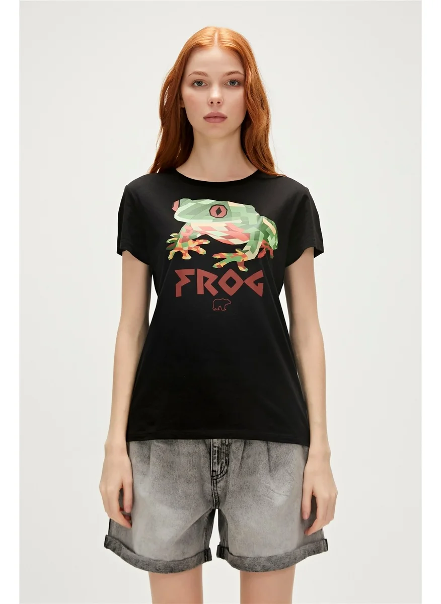 Bad Bear Frog T-Shirt Black Printed Women's T-Shirt10