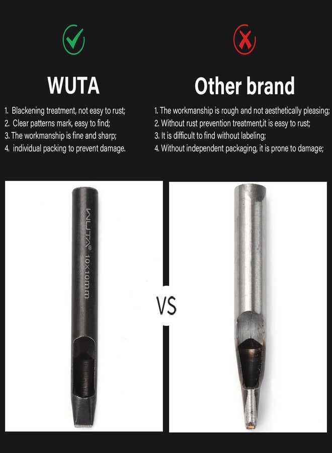 WUTA Square Leather Hole Punch,5PCS Steel Hollow Punch Tool Set for Belt,Watch Band,Leather Crafting（2mm-10mm ） - Image 4