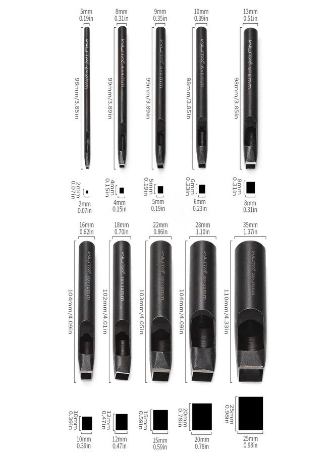 WUTA Square Leather Hole Punch,5PCS Steel Hollow Punch Tool Set for Belt,Watch Band,Leather Crafting（2mm-10mm ） - Image 2