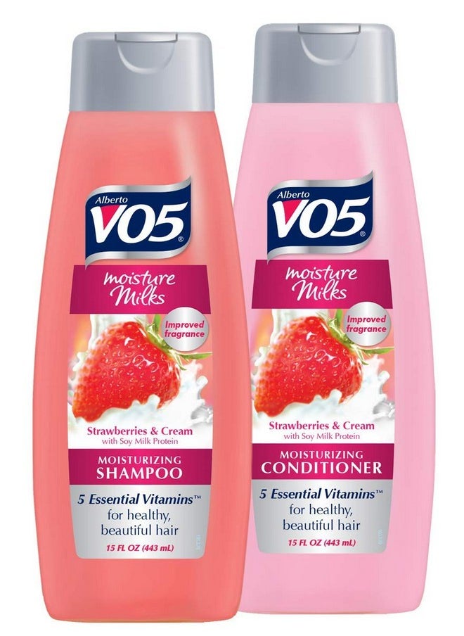 Alberto VO5 - Alberto V05 Moisture Milks Strawberries & Cream Moisturizing Shampoo & Conditioner Set (12.5 Fl.Oz) By High Ridge Brands Co - Image 1