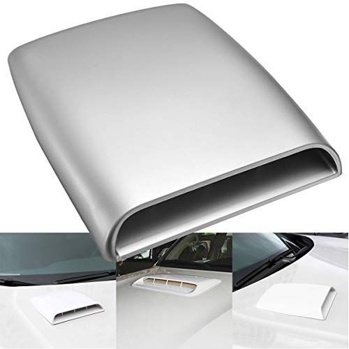 KATUR Universal Car Decorative Air Flow Intake Hood Scoop Vent Turbo Bonnet Cover Gray - Image 1