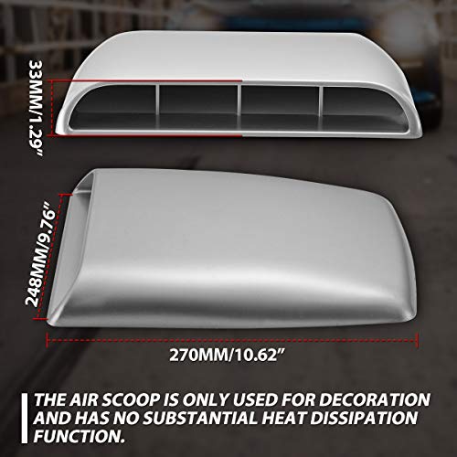 KATUR Universal Car Decorative Air Flow Intake Hood Scoop Vent Turbo Bonnet Cover Gray - Image 5
