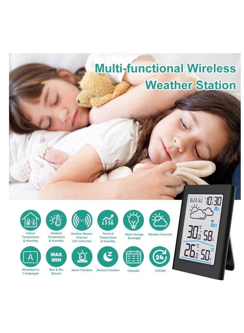 Excefore Wireless Indoor Outdoor Thermometer, Wireless Digital Hygrometer, Temperature Gauge with Time and Humidity, Outside Thermometer Gauge for Patio  - Image 5