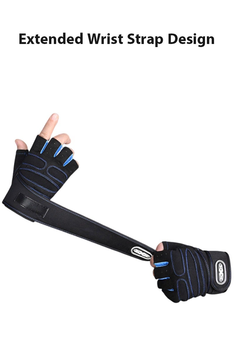 DPTER Weightlifting Gym Gloves, Workout Gloves with Wrist Wrap Support for Men and Women, Heavyweight Exercise Weight Lifting Gloves Body Building Training Sport Fitness Gloves for Weightlifting, Training, Fitness, Hanging, Pull ups, Blue, L - Image 4