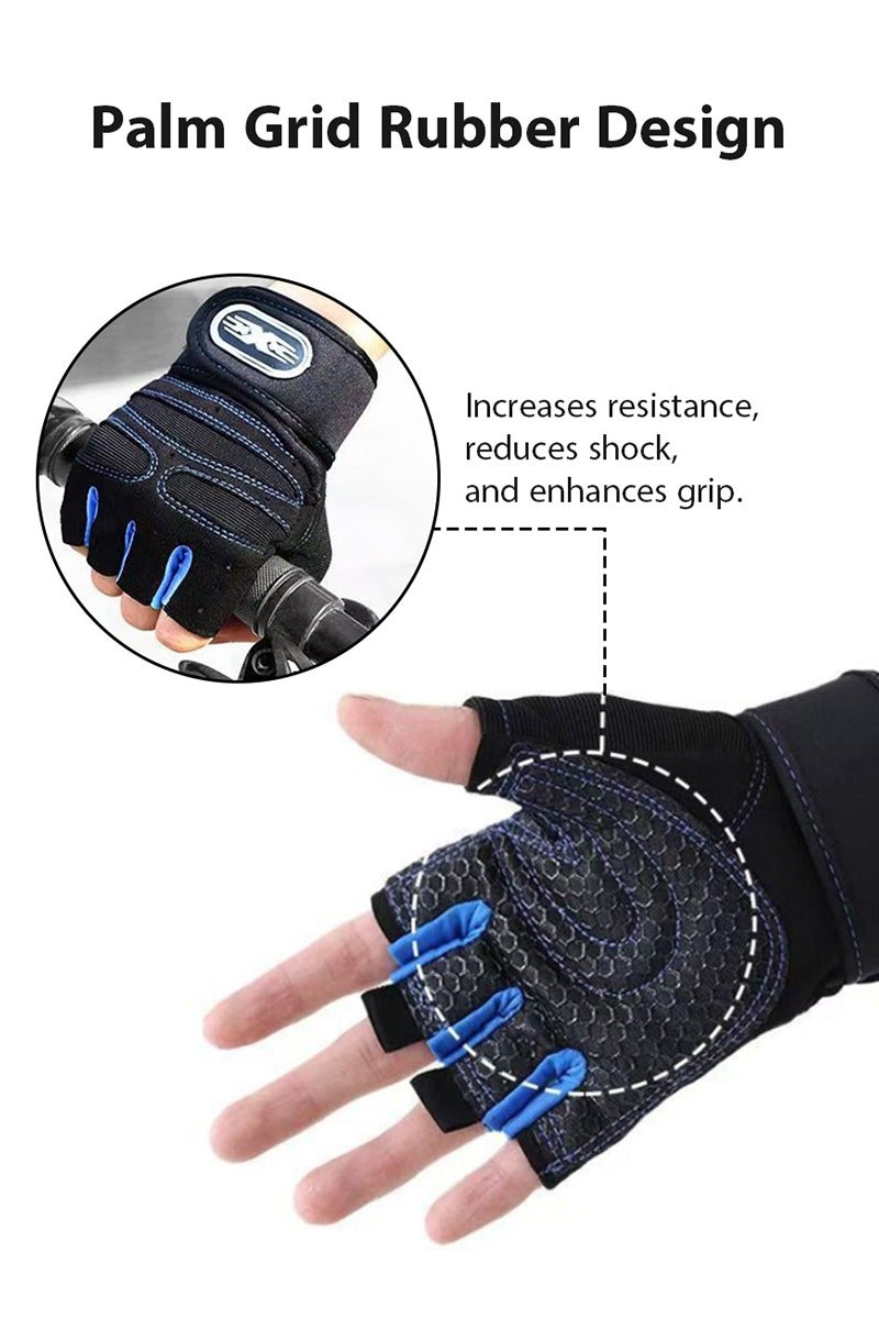 DPTER Weightlifting Gym Gloves, Workout Gloves with Wrist Wrap Support for Men and Women, Heavyweight Exercise Weight Lifting Gloves Body Building Training Sport Fitness Gloves for Weightlifting, Training, Fitness, Hanging, Pull ups, Blue, L - Image 5