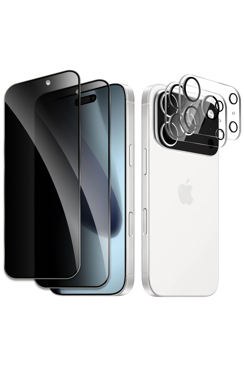 Fankalo [2+2 Pack] Privacy Screen Protector for iPhone 17 Pro Max 6.9-Inch with Camera Lens Protector, Anti-Spy Tempered Glass Film 9H Hardness Bubble Free Anti-Glare,2-Pack Each - Image 1