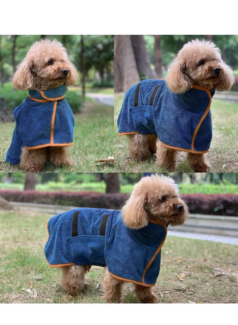 Dog Drying Coat Bathrobe Towel Microfibre Material Fast Drying Super Absorbent Dog Bath Robe Pet Quick Drying Moisture Absorbing with Adjustable Collar and Waist (Blue L) - Image 5