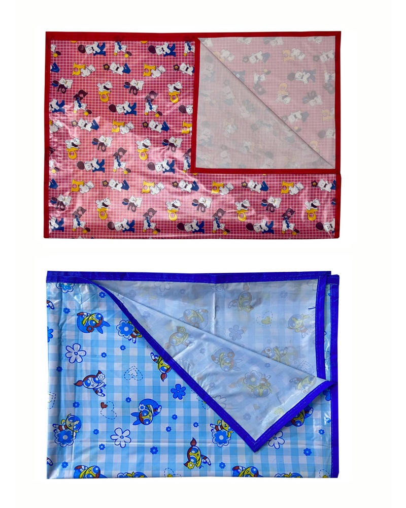EcoSoft Plastic Sheet,PVC Sheet for Kids,Rubber Sheet for Babies,Bed Wetting Protector(90 x 135 cm) (BLUE PPG & PINK CARTOON) - Image 5