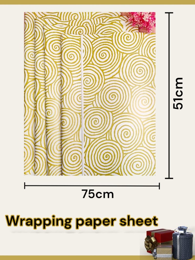 Tera13 TERA 13 Golden Gift Wrapping Paper Sheets, Gift Wrapping Paper Sheet, Gift Wrap Roll, Gift Cover Rapping Paper, Gift Packing Materials, Golden Gift Wrapping Paper (10pcs) - Image 2