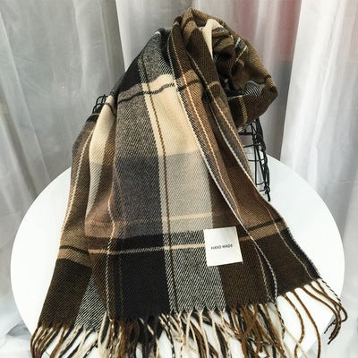 Scarf mens winter Korean style versatile student warm thickened high-end Boys gift trendy fashion elegant mens scarf Haze Blue  - Image 2