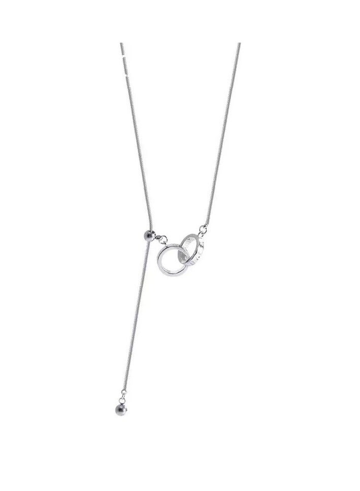 Goolsky قلادة مزدوجة حلقة قابلة للتعديل للنساء – سلسلة بأسلوب بارد بسيط، مجوهرات يومية متعددة الاستخدامات، فولاذ تيتانيوم غير متلاشي - Image 2