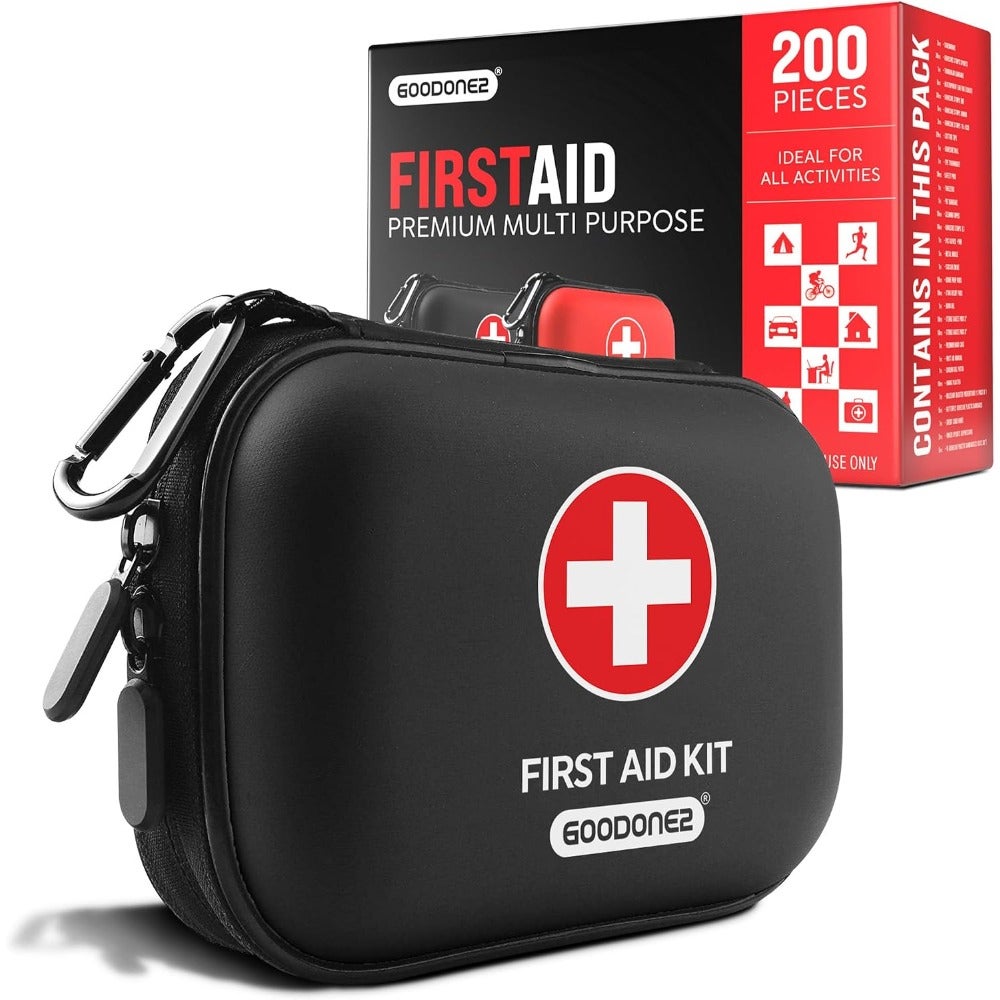 200 Pcs First Aid Kit + Survival kit for Treat, Protect Minor Cuts, Scrapes. Home, Office, Car, School, Business, Travel, Emergency, Survival, Hunting, Outdoor, Camping and Sports 200-Black