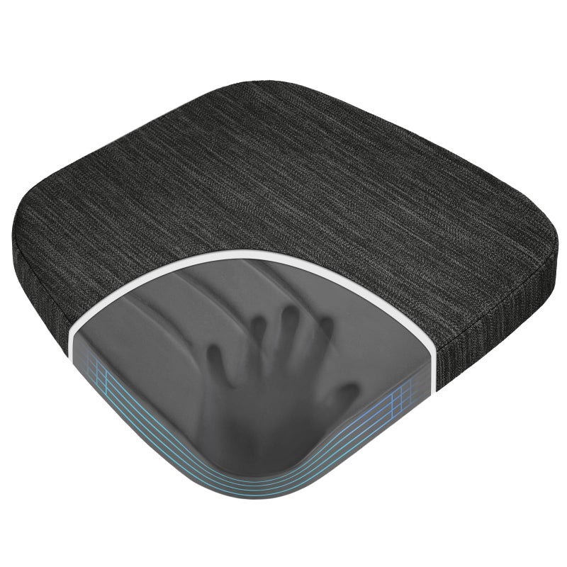 baibu Kitchen Chair Cushions DualLayer Patented Design Molded Memory Foam Dining Chair Pads with Ties and Washable Cover 17 x 16 x 2 Black - Image 2