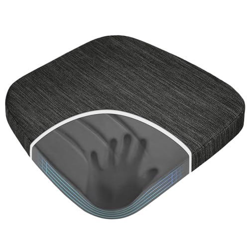 baibu Kitchen Chair Cushions DualLayer Patented Design Molded Memory Foam Dining Chair Pads with Ties and Washable Cover 17 x 16 x 2 Black - Image 1