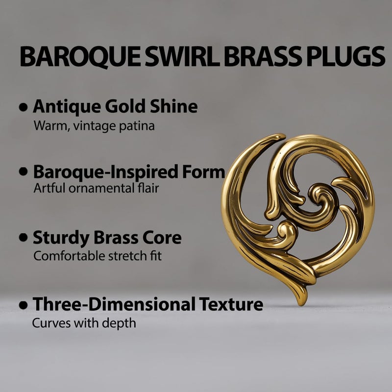 ERKUOO 2PCS Gothic Baroque Occult Ear Tunnels 6mmâ€“25mm Swirl Cross Eye Plugs Gauges Double Flare Saddle Stretching Piercing Jewelry for Women Men Alternative Fashion - Image 2