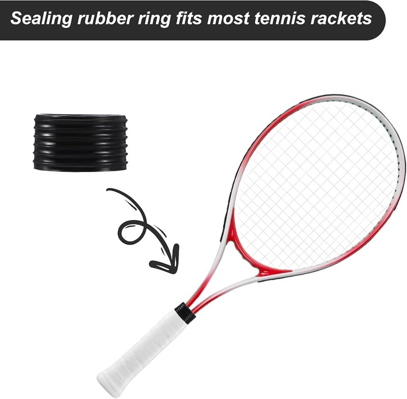 KASTWAVE 10 Pcs Tennis Racket Silicone Racquet Grip Ring, Black Tennis Racket Handle Rubber Ring, Absorbent Overgrip in Place, Tennis Grip Band for Badminton Squash Baseball Racquetball Bat Handle - Image 2
