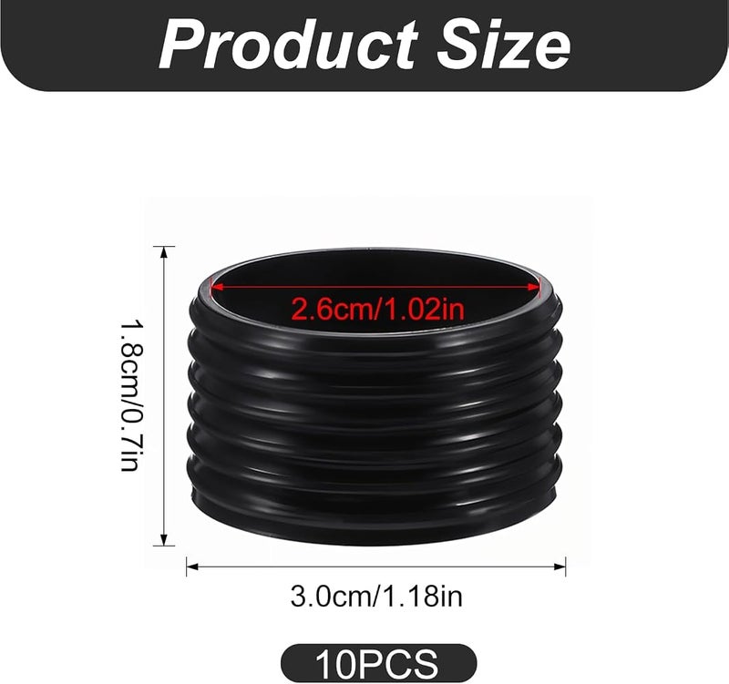 KASTWAVE 10 Pcs Tennis Racket Silicone Racquet Grip Ring, Black Tennis Racket Handle Rubber Ring, Absorbent Overgrip in Place, Tennis Grip Band for Badminton Squash Baseball Racquetball Bat Handle - Image 5