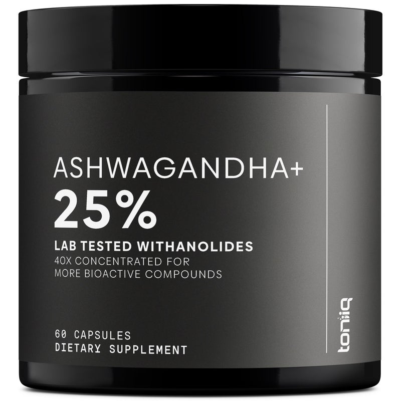Toniiq Ashwagandha - Ultra High Potency 40:1 Extract with 25% Withanolides - Wild Harvested in India - Highly Concentrated & Third-Party Lab Tested - 60 Capsules - Image 1