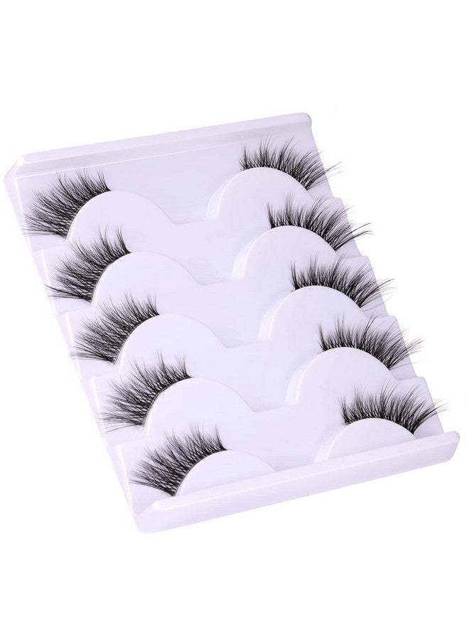 zanlufly Half Lashes Lashes Natural Look Wispy 3/4 False Eyelashes Fluffy Clear Band False Cat Eye Lashes that Look Like Extensions Soft Handmade Reusable Lashes Pack - Image 5