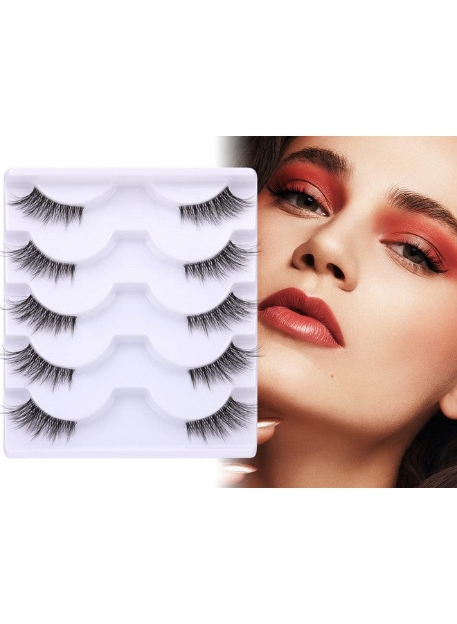 zanlufly Half Lashes Lashes Natural Look Wispy 3/4 False Eyelashes Fluffy Clear Band False Cat Eye Lashes that Look Like Extensions Soft Handmade Reusable Lashes Pack - Image 3