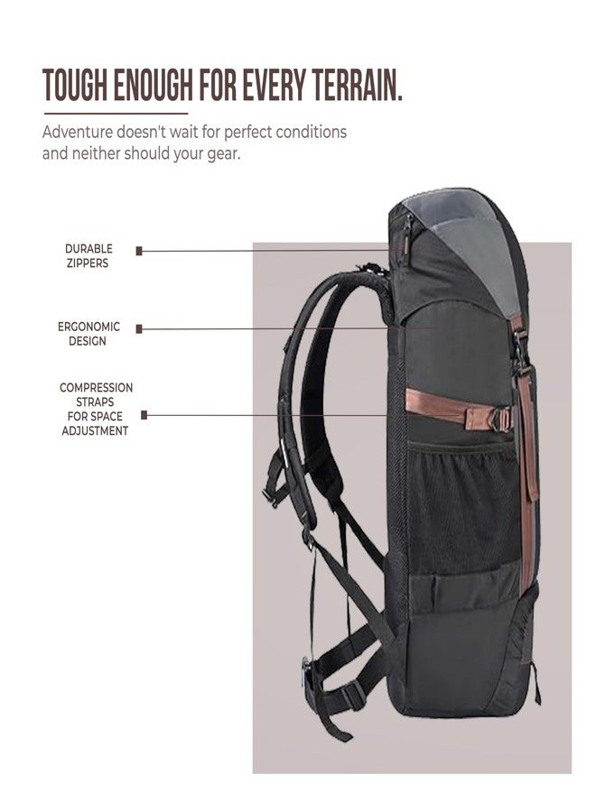 Gear Triumph 50L Extra Large Water Resistant Rucksack/Travel bag/For Men & Women(Grey - Black) - Image 5