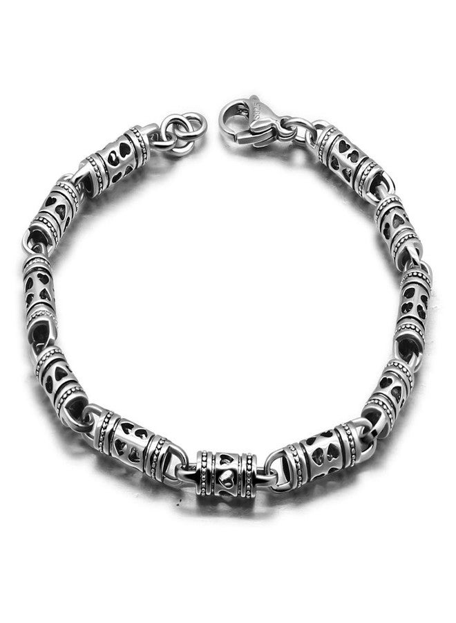 Dankadi Vintage Men100% 925 Sterling Silver Bracelet Punk hip-hop male Solid pure silve 7-8 inches Chain Hand catenary Jewelry, 8 inches, Silver - Image 1