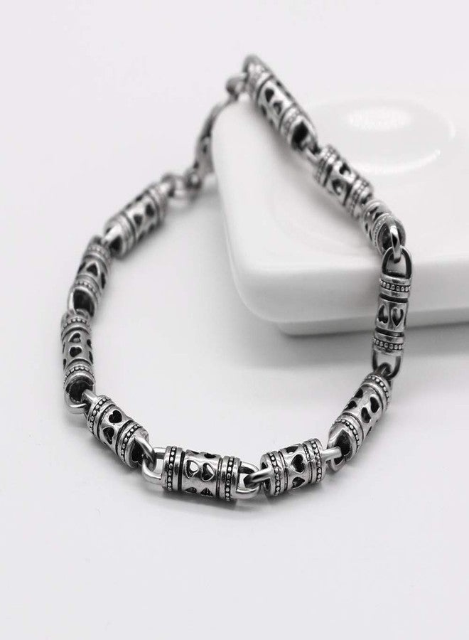 Dankadi Vintage Men100% 925 Sterling Silver Bracelet Punk hip-hop male Solid pure silve 7-8 inches Chain Hand catenary Jewelry, 8 inches, Silver - Image 4