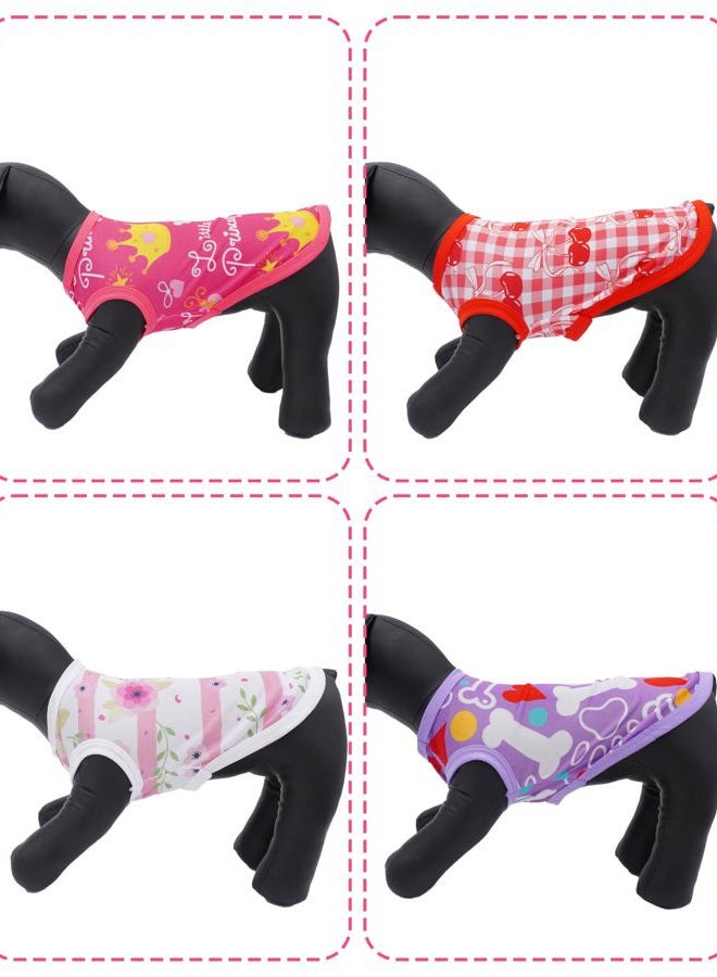 pet show 4 Pack Dog Shirts for Small Doggies Female Tank Top Tee Red Pink T-Shirts Pets Sleeveless Vest Cats Kittens Girl Puppy Clothes (Small) - Image 5