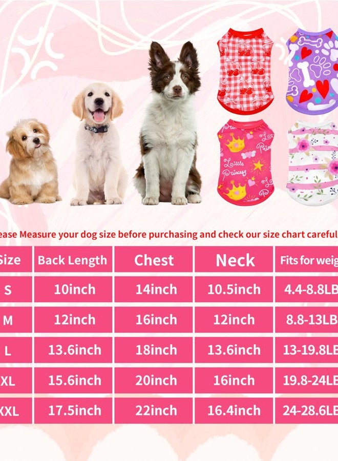 pet show 4 Pack Dog Shirts for Small Doggies Female Tank Top Tee Red Pink T-Shirts Pets Sleeveless Vest Cats Kittens Girl Puppy Clothes (Small) - Image 3
