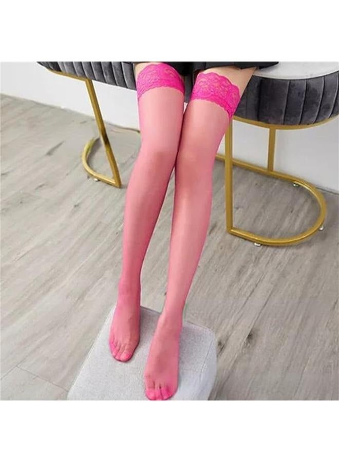 No brands Women's Lace Top Stay-Up Silky Semi-Sheer Pantyhose Stockings - Image 3