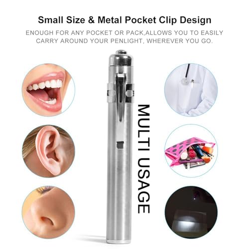 DPCP LED Pen Torch for Doctors - Medical Examination Penlight with Pocket Clip, Durable, Bright, and Reliable Diagnostic Tool for Healthcare Professionals Medical Student and Clinic Uses Silver - Image 3