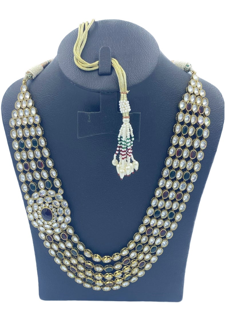 GOHONA Royal Bling Bollywood Traditional Indian  Jewelry Necklace in Golden colour - Image 1
