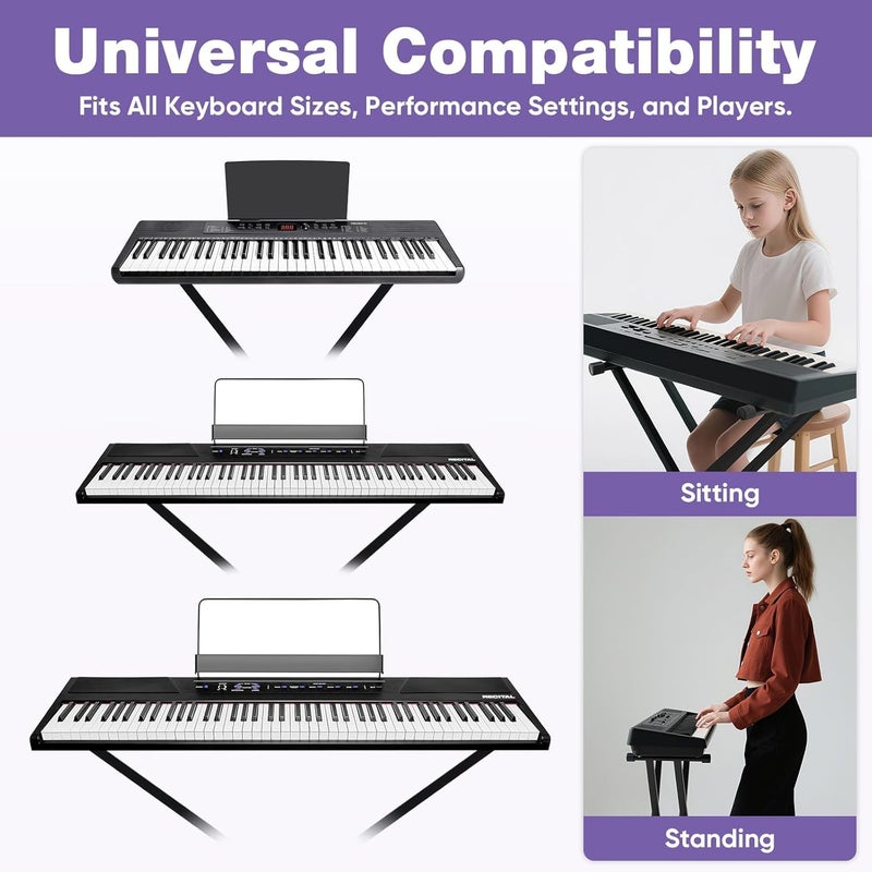 Mocking Bird Double-X Piano Keyboard Stand- Heavy Duty, Adjustable Height, Portable & Anti-Slip for 61/76/88 Key Piano Stand with Locking Straps for Digital, Electric Piano, MIDI Keyboard Music Stand - Image 4