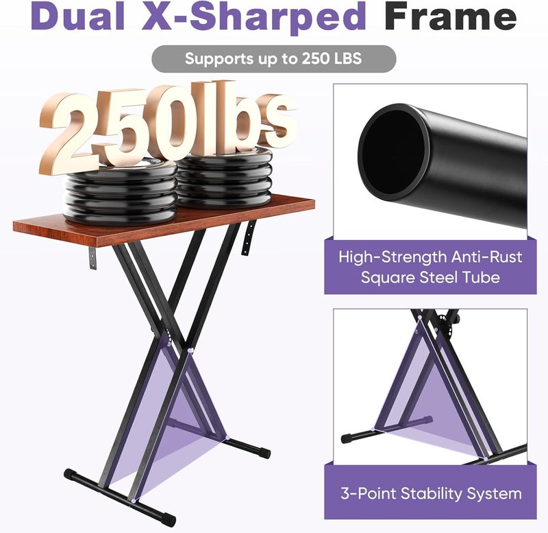Mocking Bird Double-X Piano Keyboard Stand- Heavy Duty, Adjustable Height, Portable & Anti-Slip for 61/76/88 Key Piano Stand with Locking Straps for Digital, Electric Piano, MIDI Keyboard Music Stand - Image 3