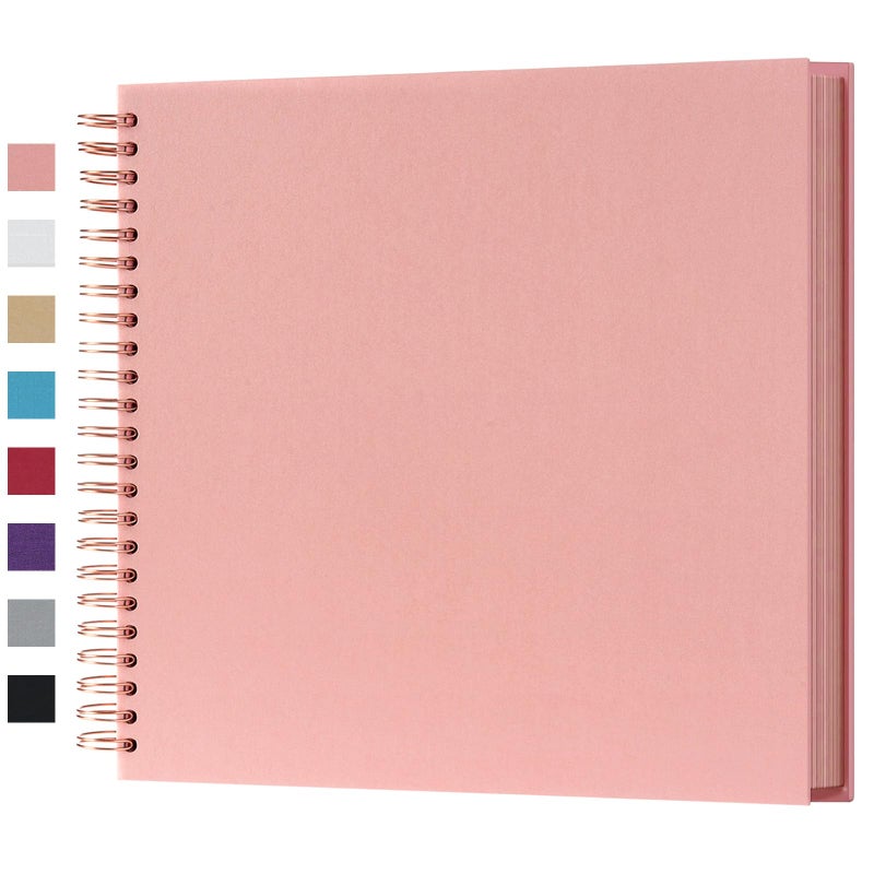 potricher 12 x 12 Inch Large Inch DIY Scrapbook Photo Album 80 Pages Thick Kraft Blank Pink Paper Memory Book for Wedding and Anniversary Family Pink 12 Inch
