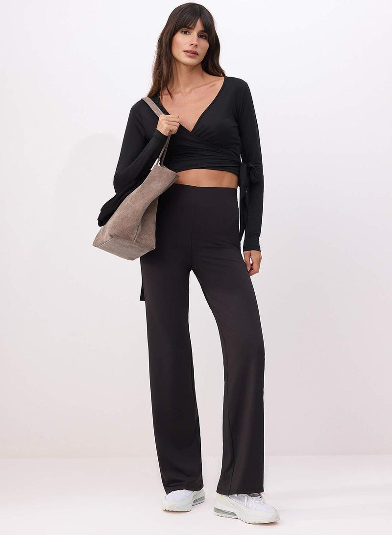 trendyol Black Diver/ Scuba Fabric Waist Shaping / Sculpting Sports Knitted Sweatpants - Image 1