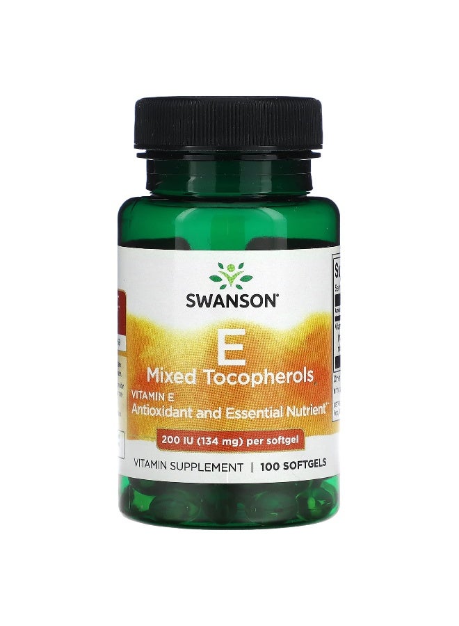 Swanson, Vitamin E Mixed Tocopherols, 200 IU (134 mg), 100 Softgels - Image 1