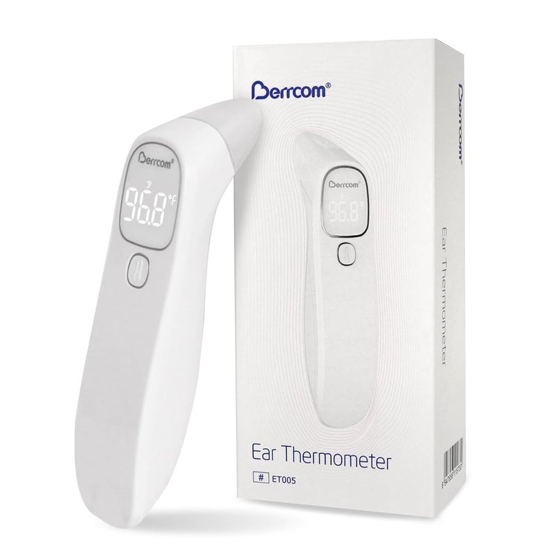 Berrcom Forehead and Ear Thermometer for Adults and Babies, Digital No-Touch Medical Thermometers with LED Display, 1s Instant Reading, Contactless Temperature Thermometer, Auto Shut-Off - Image 1