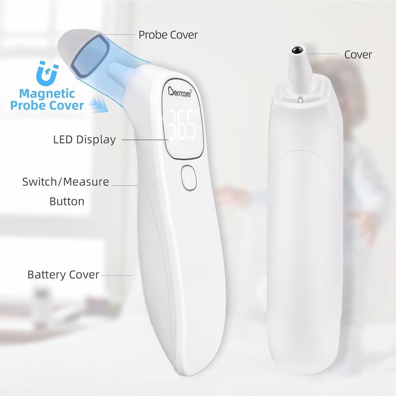 Berrcom Forehead and Ear Thermometer for Adults and Babies, Digital No-Touch Medical Thermometers with LED Display, 1s Instant Reading, Contactless Temperature Thermometer, Auto Shut-Off - Image 3