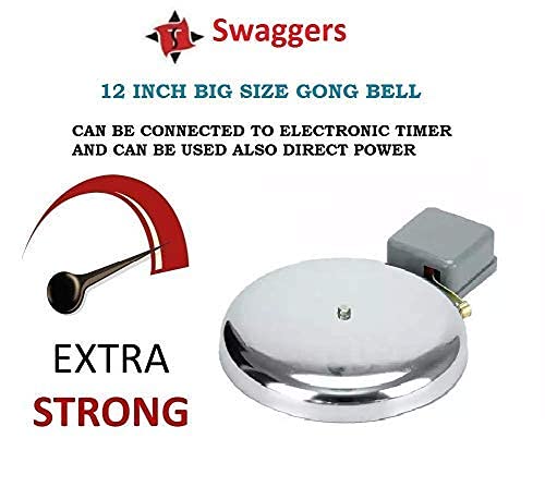 swaggers Metal Electric Gong Industrial School College Factory Bell, 12 inch, Silver - Image 2