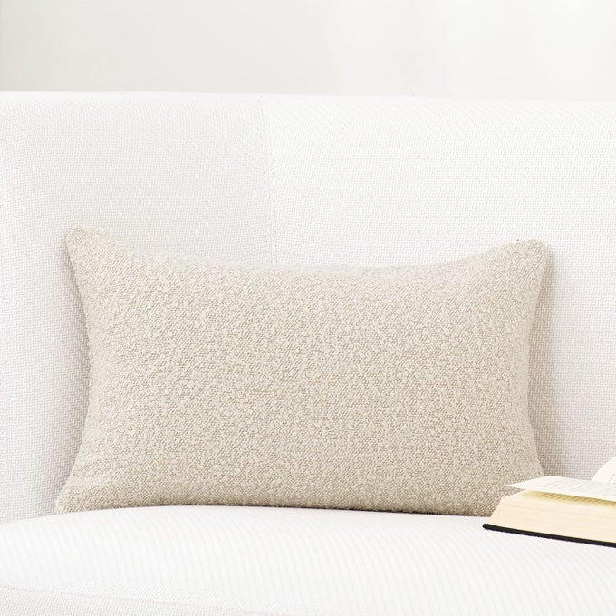 BOUCLE PILLOW COVERS 12X20 LUXURY THROW PILLOW COVERS DECORATIVE PILLOWS FOR BED SOFA PILLOWS FOR LIVING ROOM ACCENT COUCH PILLOWS SOFT CUSHION CASE 1PC BUTTERY CREAM
