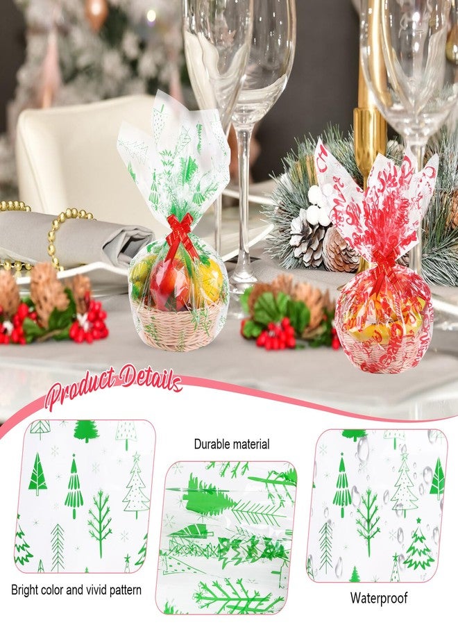 FOPINOA 3 Roll Christmas Cellophane Wrap Set, 32 in x 100 ft Christmas Cellophane Wrapping Clear Cellophane Wrap Roll Treat Gift Basket Wrapping Cellophane Paper for Xmas Party Decoration - Image 4
