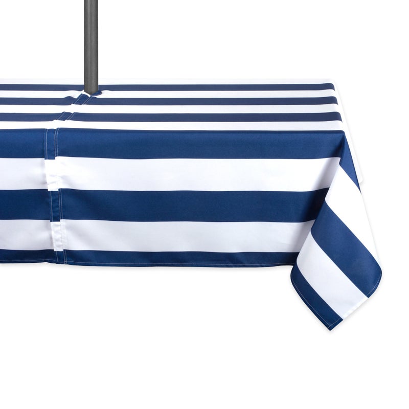 DII Cabana Stripe Outdoor Zippered Tabletop Collection StainWrinkle Resistant Waterproof 60 x 120 Nautical Blue